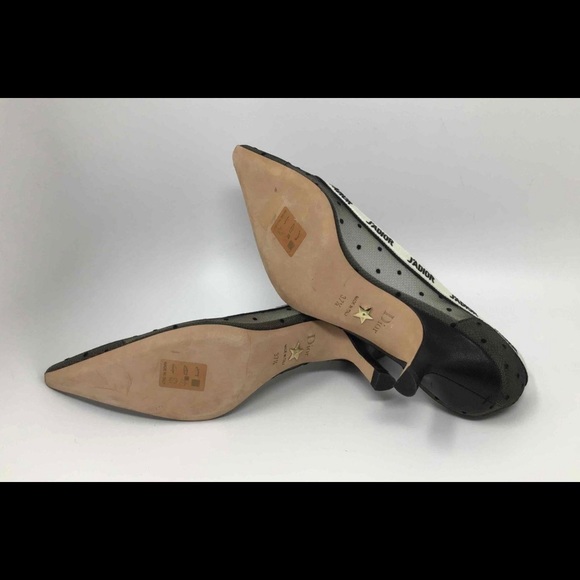 NWOT Christian Dior J'Adior White Ribbon Black Mesh Pumps, Size US 7.5, EU 37.5. - Picture 6 of 7